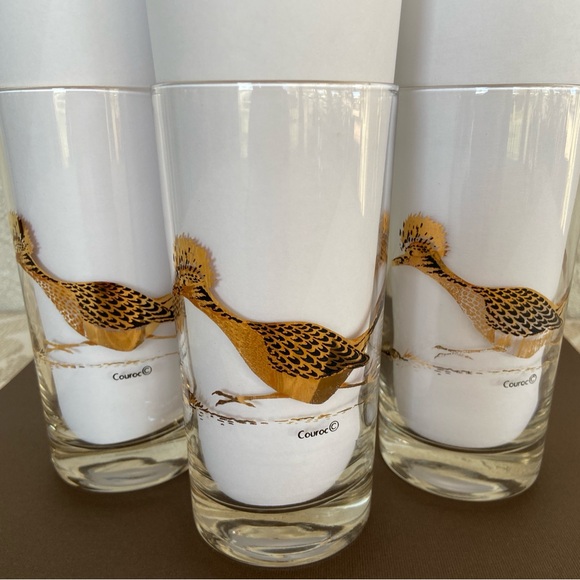 Couroc Mid Century Roadrunner Set Large Serving Tray with Six Highball Glasses - Picture 10 of 17